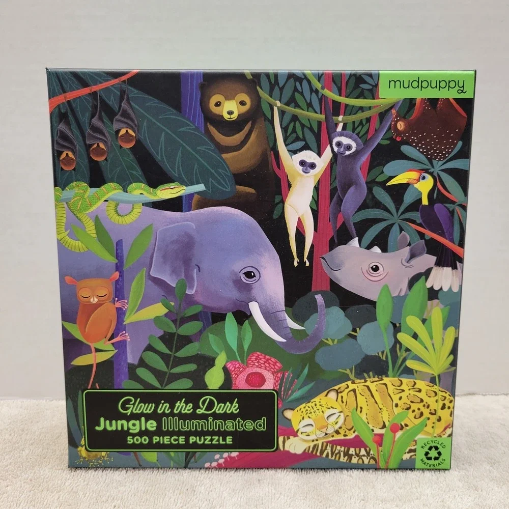 Glow in the‎ Dark Jungle Illuminated 500 piece puzzle nwt